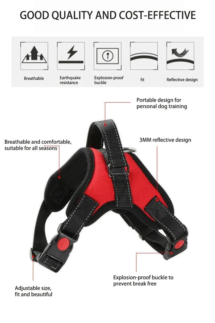 Dog Harness Quick Release Vest Pet Puppy Harness Nylon Material Breathable Pet Harness for Dog Adjustable Pet Outdoor Harness pawcraft