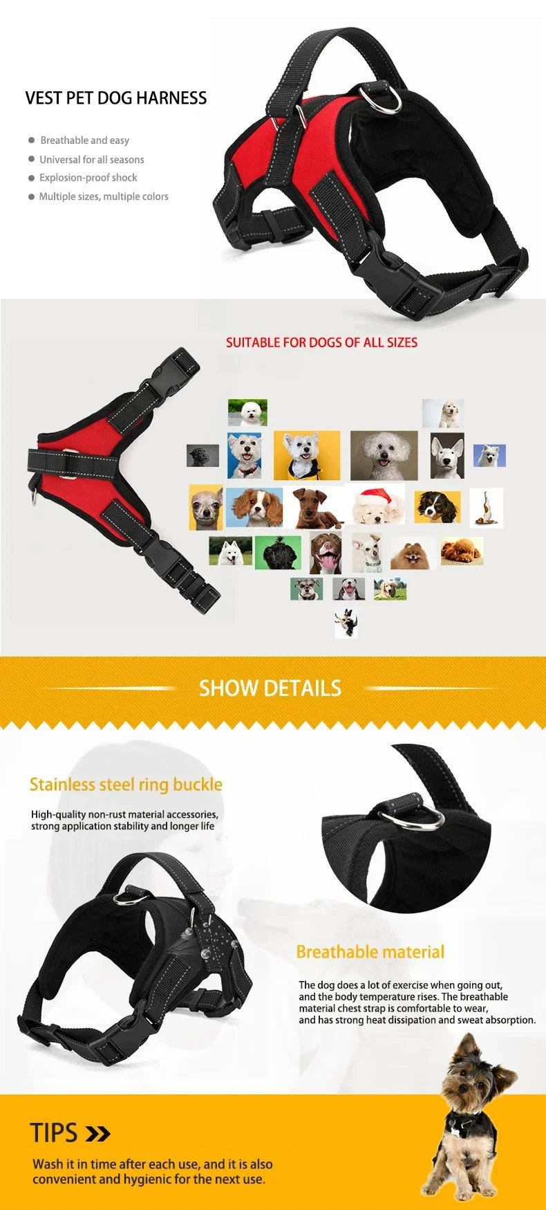 Dog Harness Quick Release Vest Pet Puppy Harness Nylon Material Breathable Pet Harness for Dog Adjustable Pet Outdoor Harness pawcraft