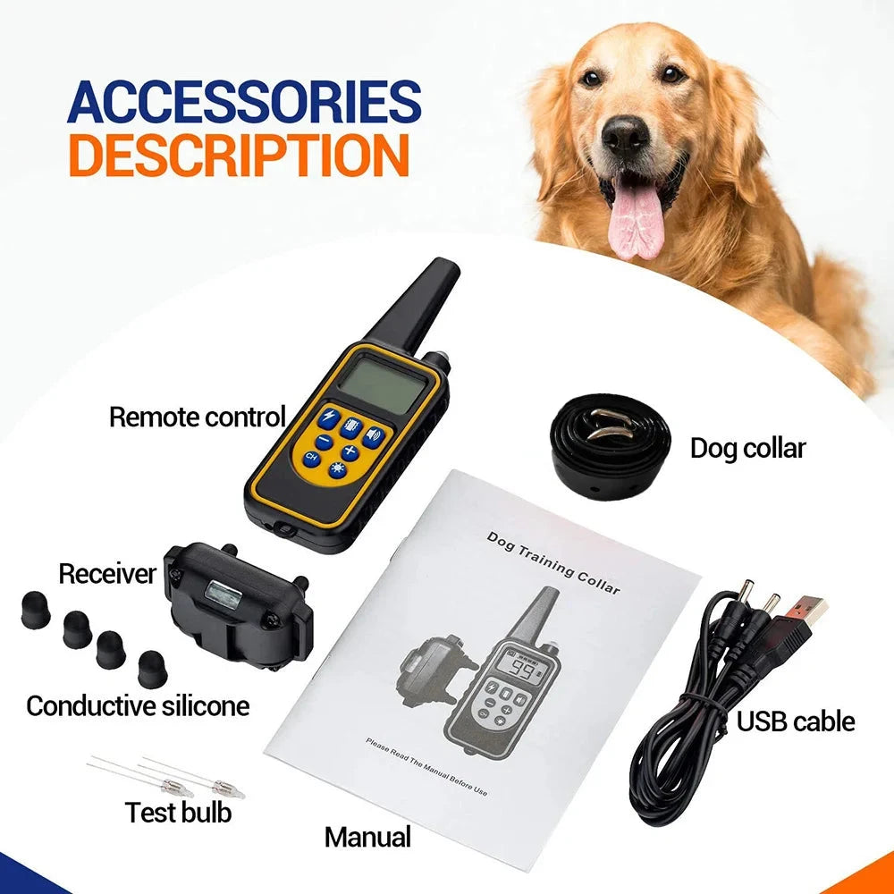Electric Dog Training Collar Detachable Bark  Rechargeable Anti Barking Shock Vibration Collar for All Dogs Pet with Clicker pawcraft