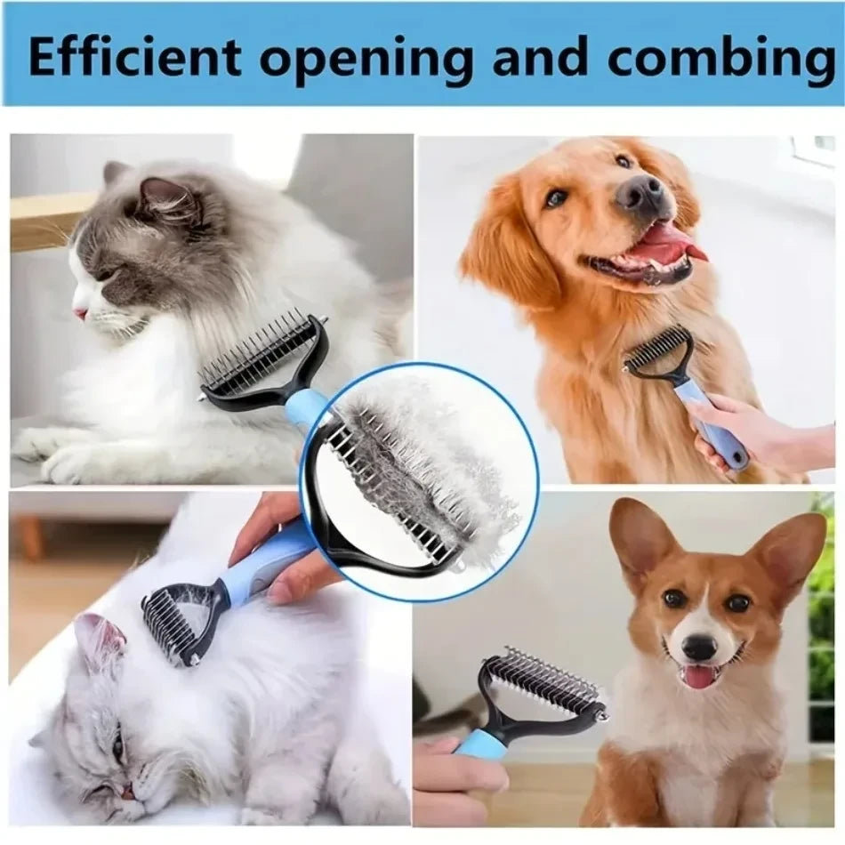 Double Sided Stainless Steel Pet Grooming Brush Dog Cat Hair Remover Comb Tangle Removal Pet Supplies pawcraft