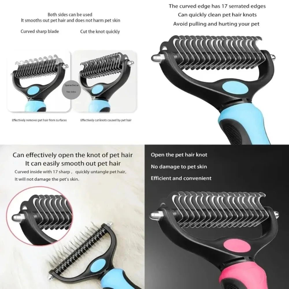 Double Sided Stainless Steel Pet Grooming Brush Dog Cat Hair Remover Comb Tangle Removal Pet Supplies pawcraft