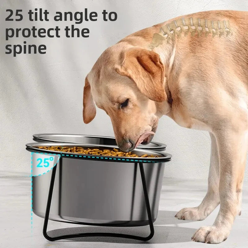 Elevated Stainless Steel Slow-Feeding Dog Bowl pawcraft
