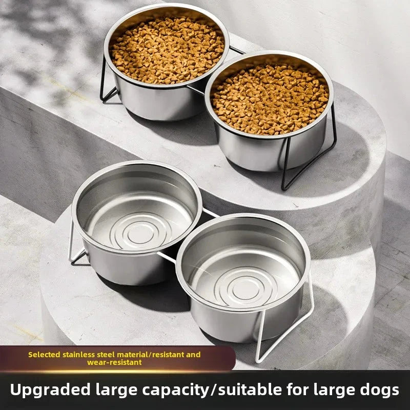 Elevated Stainless Steel Slow-Feeding Dog Bowl pawcraft