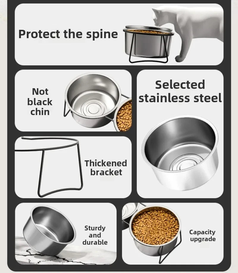 Elevated Stainless Steel Slow-Feeding Dog Bowl pawcraft