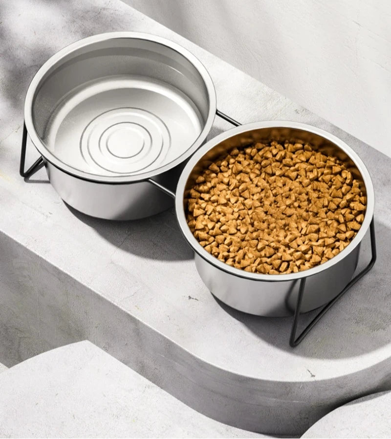 Elevated Stainless Steel Slow-Feeding Dog Bowl pawcraft