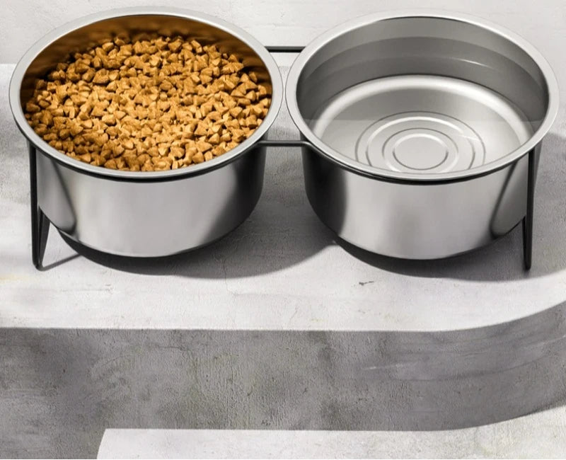 Elevated Stainless Steel Slow-Feeding Dog Bowl pawcraft