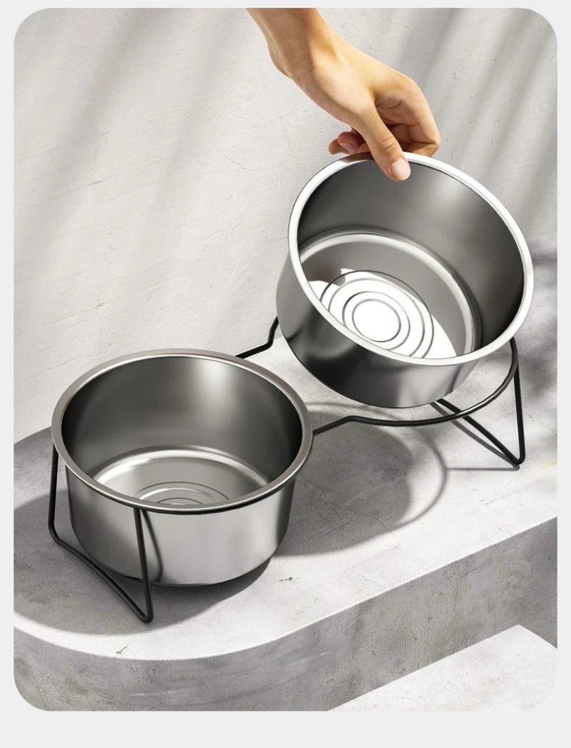Elevated Stainless Steel Slow-Feeding Dog Bowl pawcraft