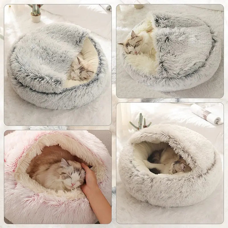 Cat Bed Pet Mattress Warm Soft Plush Pet Bed with Cover Round  Cat Dog  Sleeping Nest Cave for Small Dogs kitten pawcraft