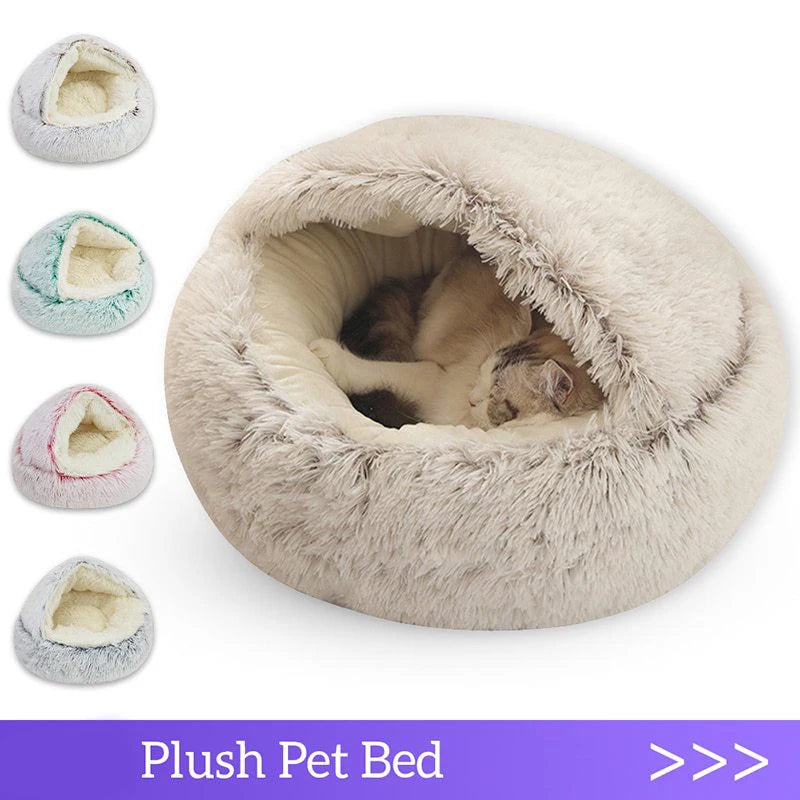 Cat Bed Pet Mattress Warm Soft Plush Pet Bed with Cover Round  Cat Dog  Sleeping Nest Cave for Small Dogs kitten pawcraft
