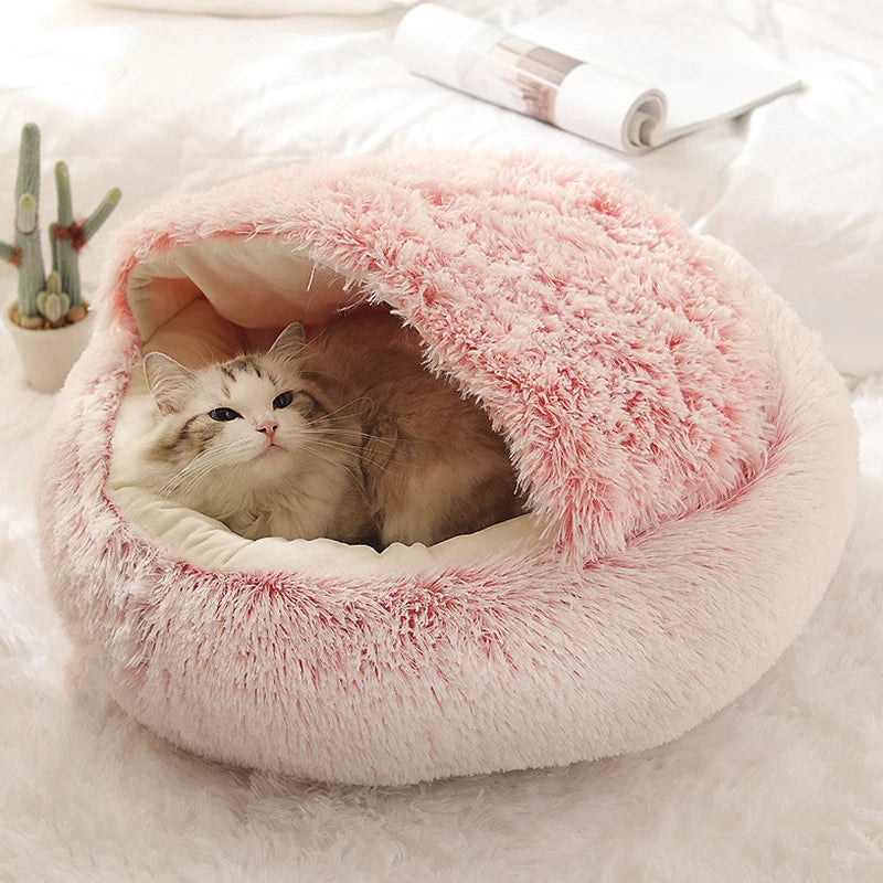 Cat Bed Pet Mattress Warm Soft Plush Pet Bed with Cover Round  Cat Dog  Sleeping Nest Cave for Small Dogs kitten pawcraft